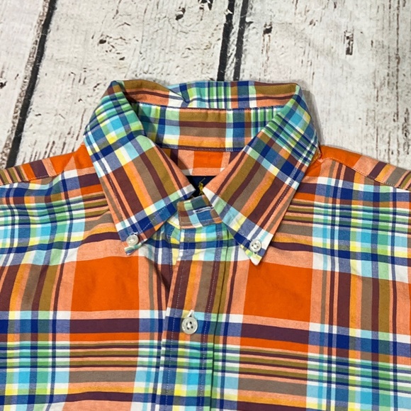 Polo Ralph Lauren Orange Plaid Mens Button Down Long Sleeve Shirt - Picture 3 of 6